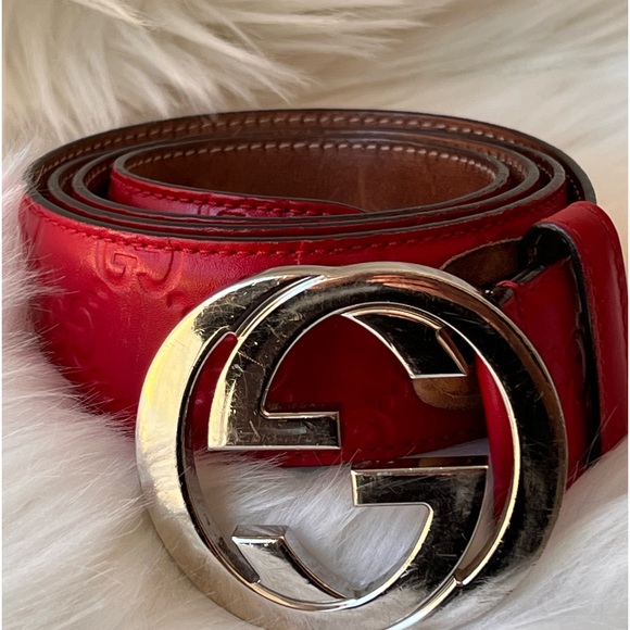 GUCCI Interlocking G Logo Red Authentic Men’s Belt - Picture 5 of 12